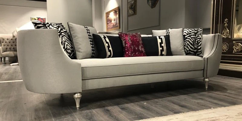 Casa Padrino Luxus Barock Sofa Silber / Antik Silber - Handgefertigtes Wohnzimmer Sofa - Edle Barock Wohnzimmer Möbel