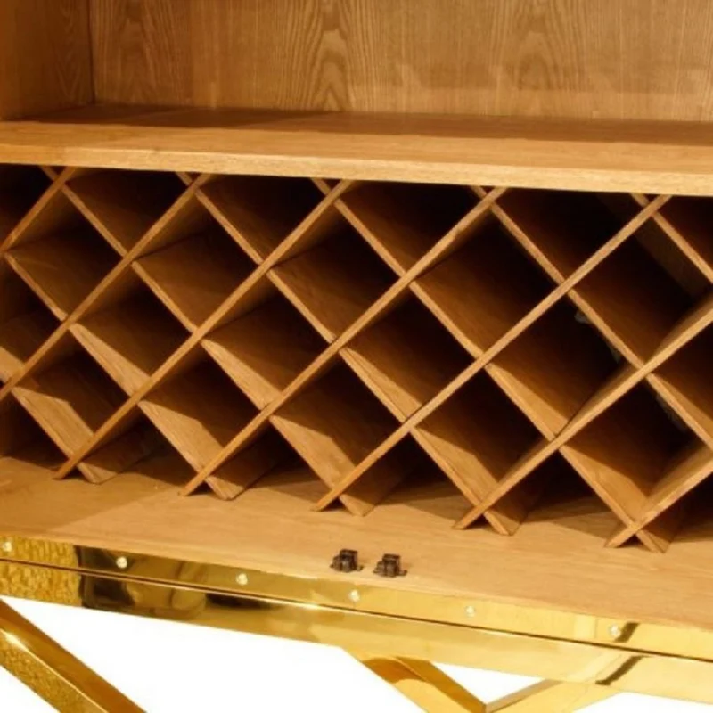 Casa Padrino Luxus Barschrank Braun / Gold 108 x 48 x H. 180 cm - Edler Weinschrank mit 2 Türen - Luxus Bar Möbel