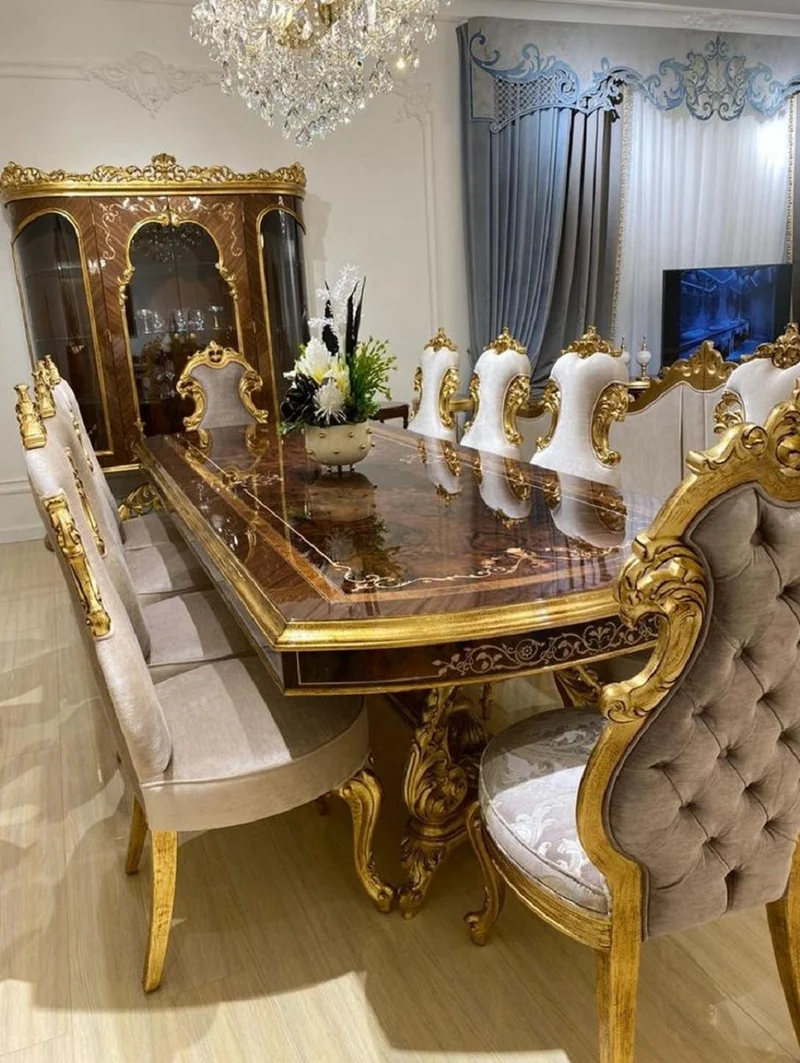 Casa Padrino Luxus Barock Vitrine Braun / Antik Gold - Prunkvoller Massivholz Vitrinenschrank mit 2 Türen - Handgefertigte Barock Möbel