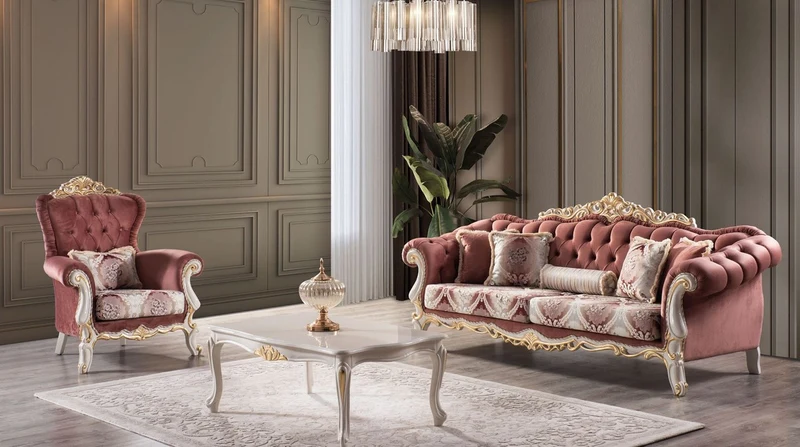 Casa Padrino Luxus Barock Sofa Rot / Weiß / Gold - Prunkvolles Wohnzimmer Sofa mit elegantem Muster und dekorativen Kissen - Wohnzimmer Möbel im Barockstil