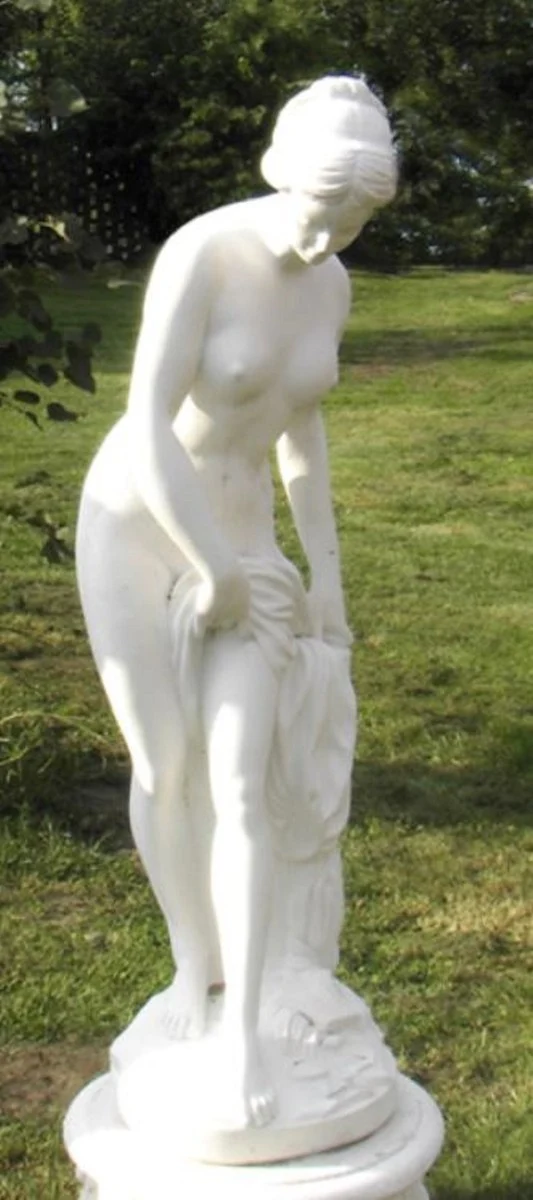 Casa Padrino Jugendstil Gartendeko Skulptur Weiß H. 120 cm - Garten Deko Figur - Garten & Terrassen Deko Accessoires