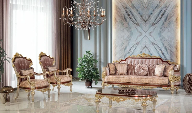 Casa Padrino Luxus Barock Sofa Rosa / Braun / Silber / Gold 240 x 90 x H. 116 cm - Prunkvolles Wohnzimmer Sofa mit elegantem Muster - Möbel im Barockstil