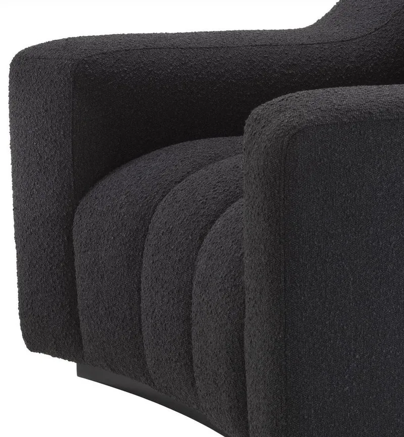 Casa Padrino Luxus Sessel Schwarz 107 x 96 x H. 78,5 cm - Leicht gebogener Wohnzimmer Sessel - Hotel Sessel - Luxus Qualität