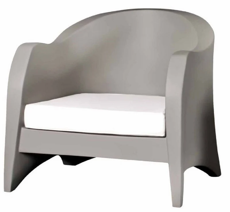 Casa Padrino Luxus Gartensessel Matt Grau / Weiß 79 x 72 x H. 73 cm - Wetterbeständiger Garten Terrassen Sessel - Hotel Möbel - Luxus Qualität