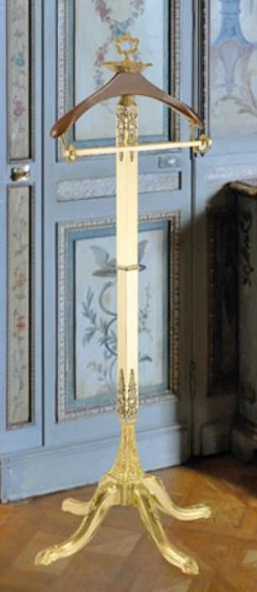Casa Padrino Luxus Barock Dressboy Weiß / Gold / Silber / Braun 40 x 40 x H. 133 cm - Edler Messing Kleiderständer - Barock Hotel Garderoben Möbel