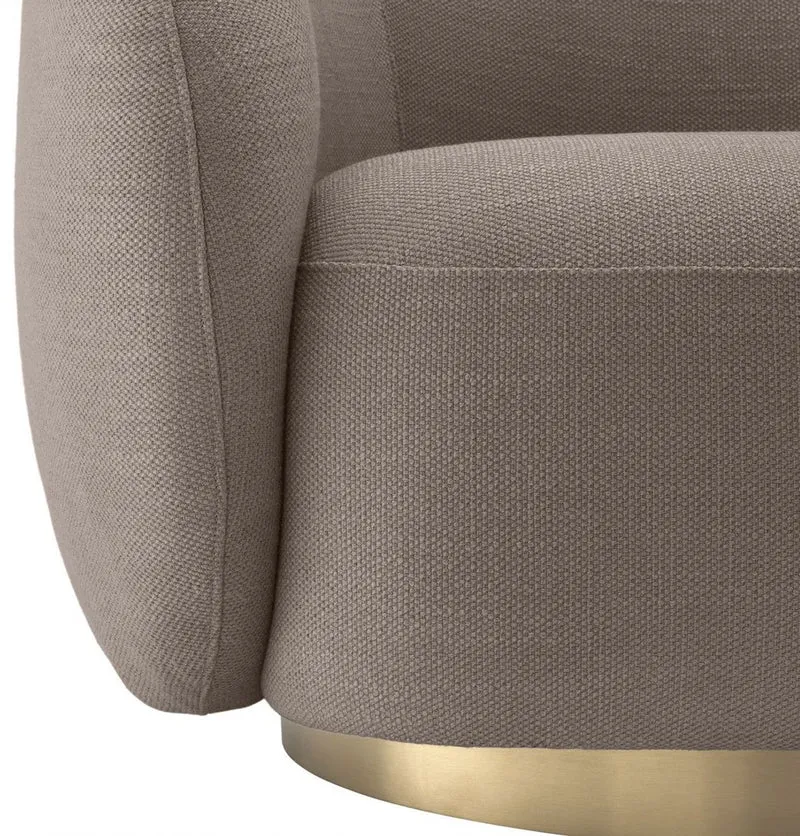 Casa Padrino Luxus Drehsessel Sandfarben / Messing 96 x 85 x H. 74 cm - Wohnzimmer Sessel - Wohnzimmer Möbel - Luxus Qualität