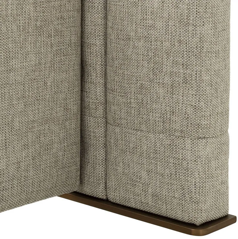 Casa Padrino Luxus Doppelbett Rahmen mit Kopfteil Naturfarben / Messing / Anthrazitgrau 224 x 224 x H. 145,5 cm - Schlafzimmer Möbel - Hotel Möbel - Luxus Qualität