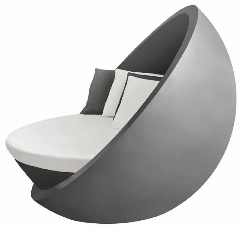Casa Padrino Designer Liegeinsel Matt Grau / Weiß 140 x 130 x H. 122 cm - Wetterbeständiger Sonneninsel - Garten Terrassen Hotel Möbel - Luxus Qualität