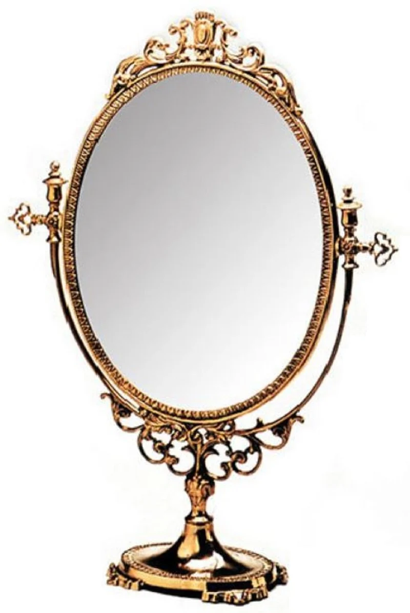 Casa Padrino Luxus Barock Messing Schminkspiegel Gold 40 x H. 60 cm - Tischspiegel - Kosmetikspiegel - Barock Deko Accessoires