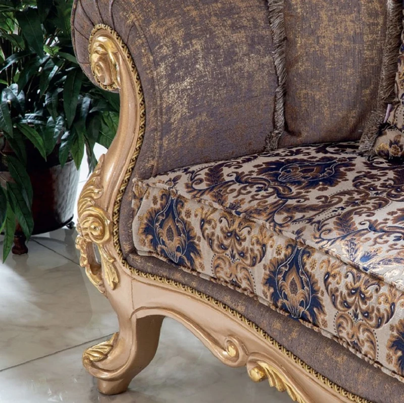 Casa Padrino Luxus Barock Wohnzimmer Set Lila / Grau / Gold - 2 Sofas & 2 Sessel & 1 Couchtisch - Handgefertigte Wohnzimmer Möbel im Barockstil - Edel & Prunkvoll