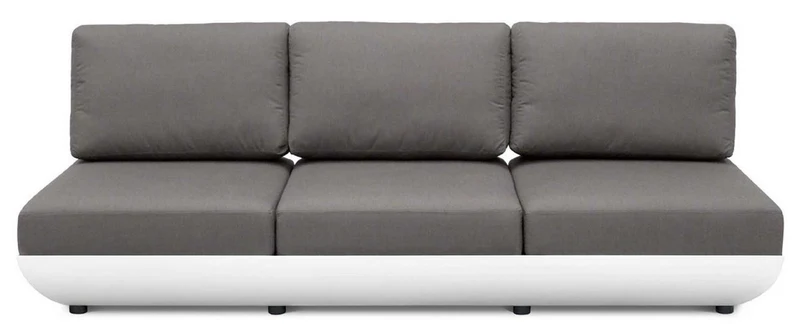 Casa Padrino Luxus Gartensofa Matt Weiß / Dunkelgrau 250 x 95 x H. 90 cm - Wetterbeständiges Garten Terrassen Sofa mit verstellbaren Rückenlehnen - Hotel Möbel - Luxus Qualität