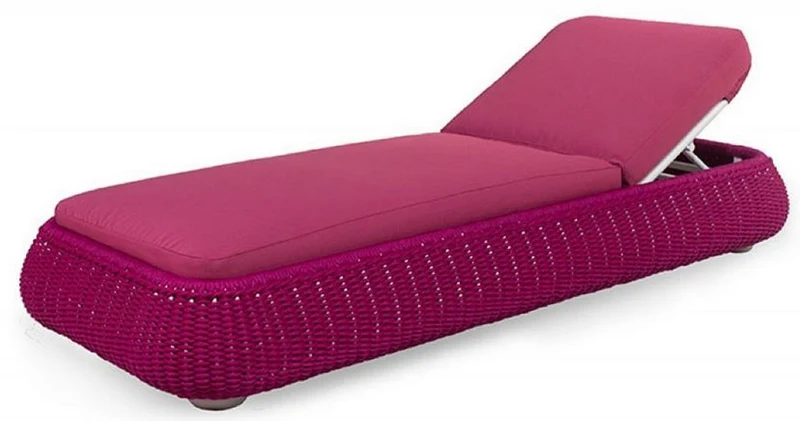 Casa Padrino Luxus Gartenliege Lila 205 x 87 x H. 27 cm - Handgewebte Wetterbeständige Liege - Moderne Poolliege - Garten Möbel - Hotel Möbel