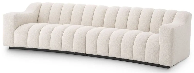 Casa Padrino Luxus Sofa Creme / Schwarz 300 x 100 x H. 78,5 cm - Leicht gebogenes Wohnzimmer Sofa - Hotel Sofa - Luxus Qualität