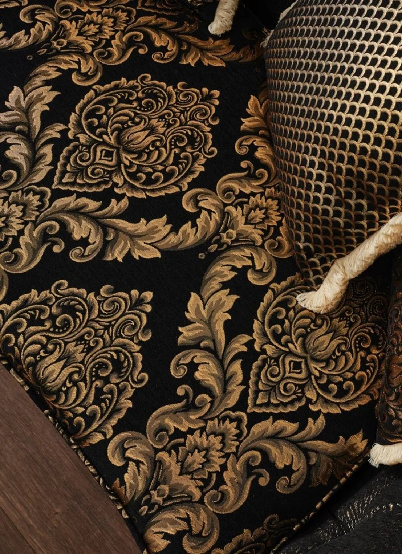Casa Padrino Luxus Barock Sofa Schwarz / Gold 230 x 80 x H. 126 cm - Prunkvolles Wohnzimmer Sofa mit elegantem Muster und dekorativen Kissen - Barock Wohnzimmer Möbel