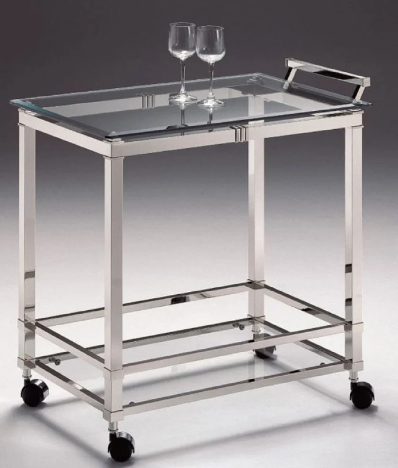 Casa Padrino Luxus Servierwagen Silber 74 x 49 x H. 78 cm - Hotel Restaurant Gastronomie Trolley - Luxus Accessoires