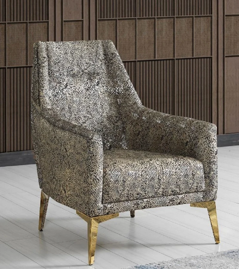 Casa Padrino Luxus Wohnzimmer Sessel Beige / Grau / Gold 70 x 95 x H. 96 cm - Wohnzimmer Möbel - Luxus Möbel