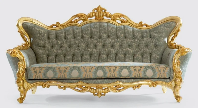 Casa Padrino Luxus Barock Wohnzimmer Set Grün / Schwarz / Gold - 2 Sofas & 2 Sessel & 1 Couchtisch - Handgefertigte Wohnzimmer Möbel im Barockstil - Edel & Prunkvoll