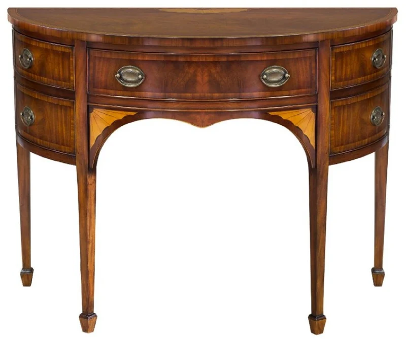Casa Padrino Luxus Jugendstil Kommode Dunkelbraun / Hellbraun 115 x 59 x H. 86 cm - Halbrunde Mahagoni Kommode mit Schublade und 2 Türen - Jugendstil Möbel