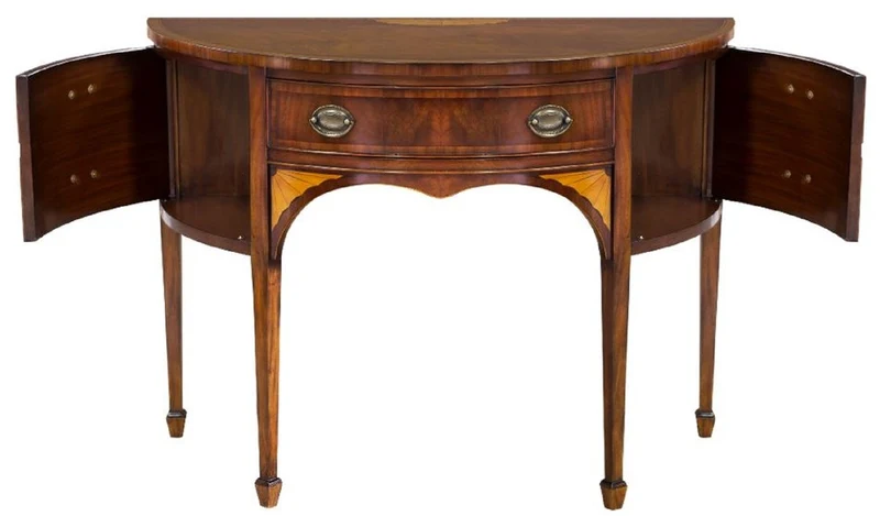 Casa Padrino Luxus Jugendstil Kommode Dunkelbraun / Hellbraun 115 x 59 x H. 86 cm - Halbrunde Mahagoni Kommode mit Schublade und 2 Türen - Jugendstil Möbel