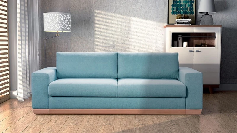 Casa Padrino Schlafsofa Hellblau / Naturfarben 240 x 100 x H. 80 cm - Modernes Wohnzimmer Sofa - Wohnzimmer Möbel