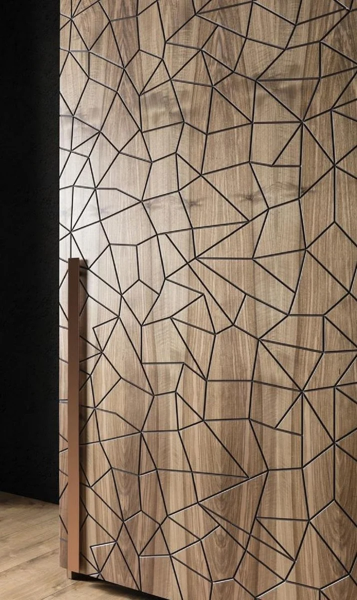 Casa Padrino Luxus Schlafzimmerschrank Braun / Kupferfarben 260 x 70 x H. 220 cm - Massivholz Kleiderschrank mit 2 Schiebetüren - Luxus Schlafzimmer Möbel