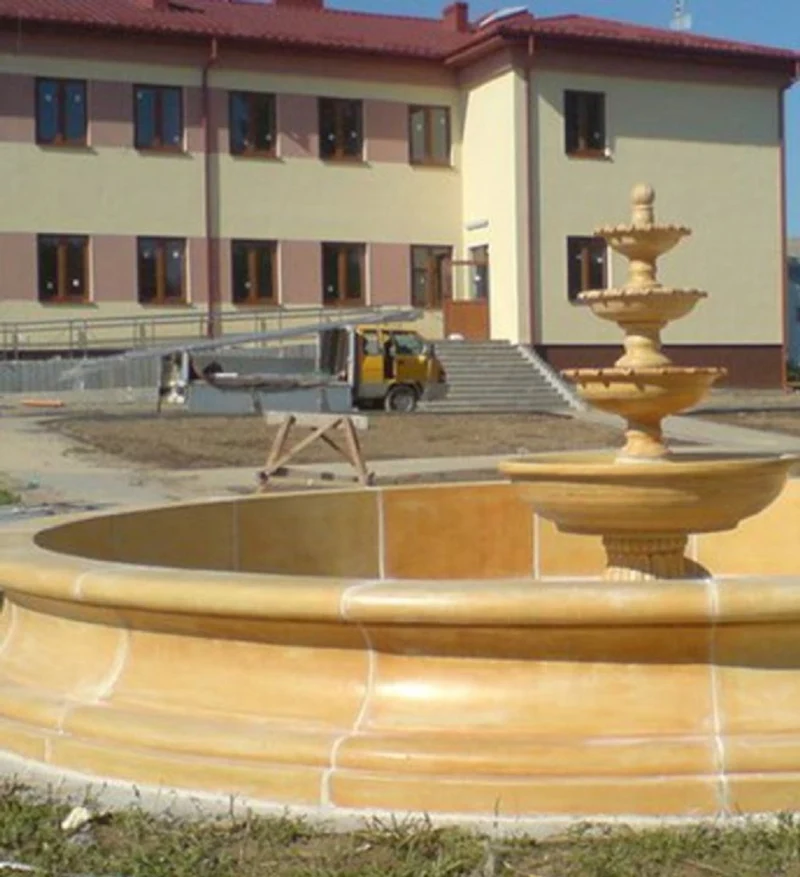 Casa Padrino Barock Springbrunnen Umrandung Beige Ø 700 x H. 70 cm - Runde Gartenbrunnen Umrandung - Brunnen Umrandung - Prunkvolle Gartendeko im Barockstil