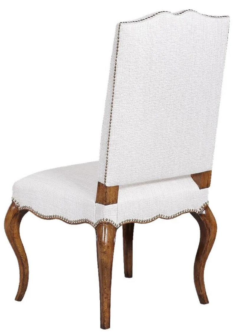 Casa Padrino Luxus Barock Esszimmerstuhl Weiß / Braun 57 x 59 x H. 109 cm - Barock Eichenholz Stuhl - Barock Küchenstuhl - Barock Esszimmer Möbel