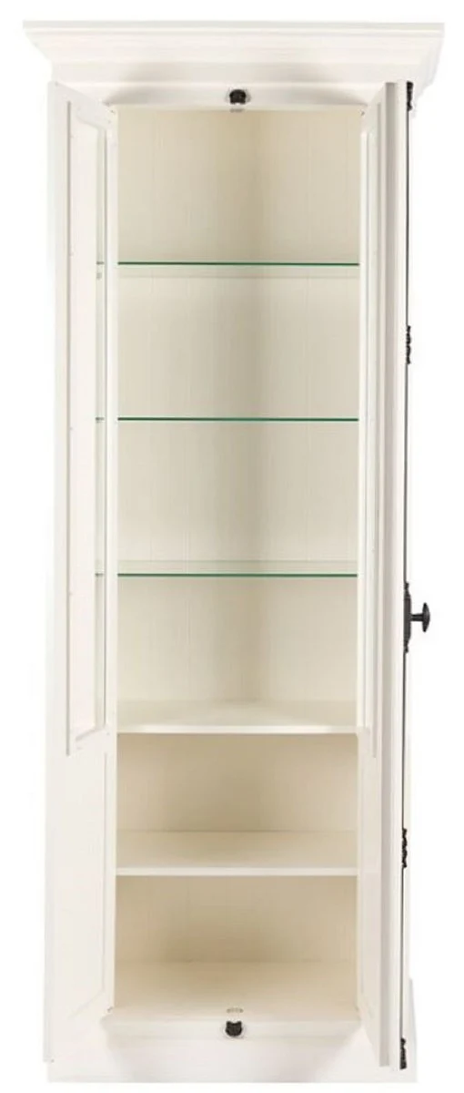 Casa Padrino Landhausstil Vitrine Weiß 95 x 45 x H. 242 cm - Vitrinenschrank mit 2 Türen - Massivholz Schrank - Landhausstil Möbel