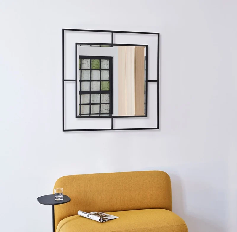 Casa Padrino Luxus Wandspiegel Schwarz 90 x 2 x H. 90 cm - Wohnzimmer Spiegel - Schlafzimmer Spiegel - Garderoben Spiegel - Luxus Möbel