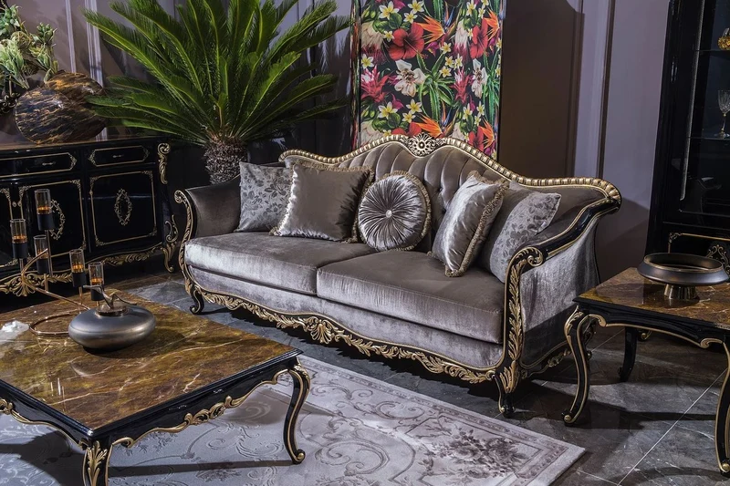 Casa Padrino Luxus Barock Couchtisch Schwarz / Gold 125 x 84 x H. 44 cm - Edler Massivholz Wohnzimmertisch im Barockstil - Barock Möbel