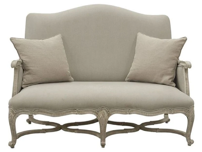 Casa Padrino Luxus Barock Sofa Grau / Antik Grau 150 x 100 x H. 115 cm - Wohnzimmer Sofa mit dekorativen Kissen - Edle Barock Möbel