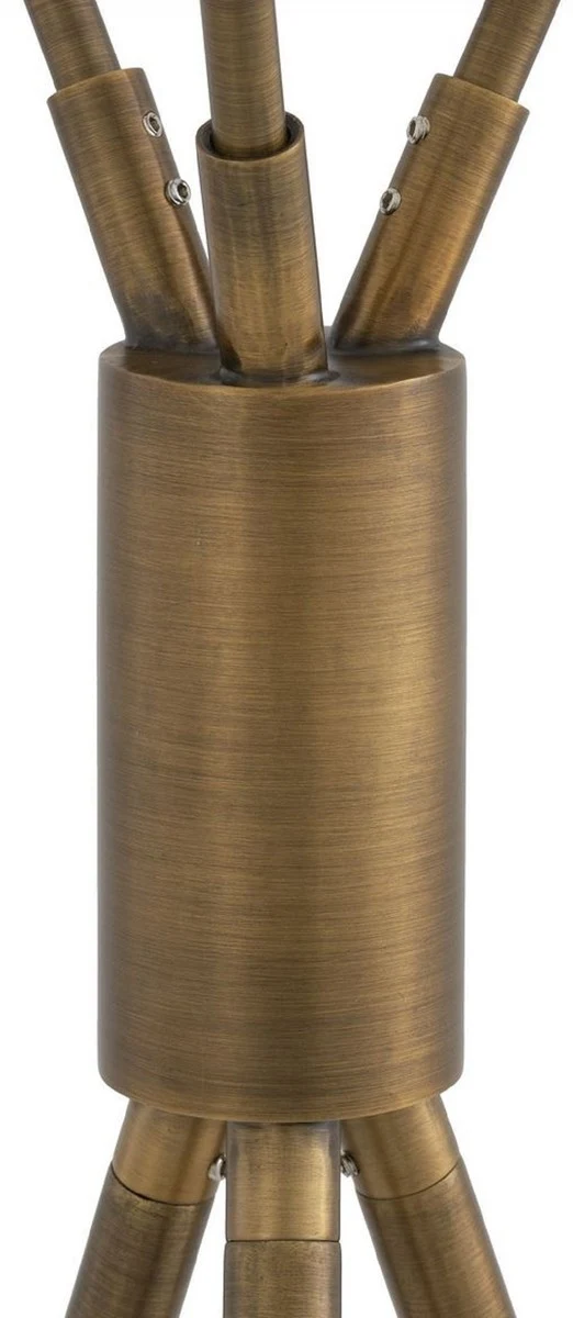 Casa Padrino Luxus Stehleuchte Antik Messingfarben / Schwarz 87 x 87 x H. 180 cm - Elegante Dreibein Stehlampe im 50er Jahre Stil - Luxus Kollektion