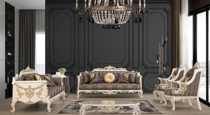 Casa Padrino Luxus Barock Couchtisch Braun / Weiß / Gold / Silber - Handgefertigter Massivholz Wohnzimmertisch im Barockstil - Barock Möbel - Edel & Prunkvoll