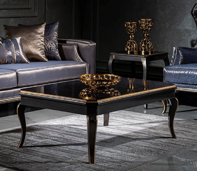 Casa Padrino Luxus Barock Couchtisch Schwarz / Gold - Eleganter Wohnzimmertisch im Barockstil - Handgefertigter Massivholz Tisch - Barock Wohnzimmer Möbel