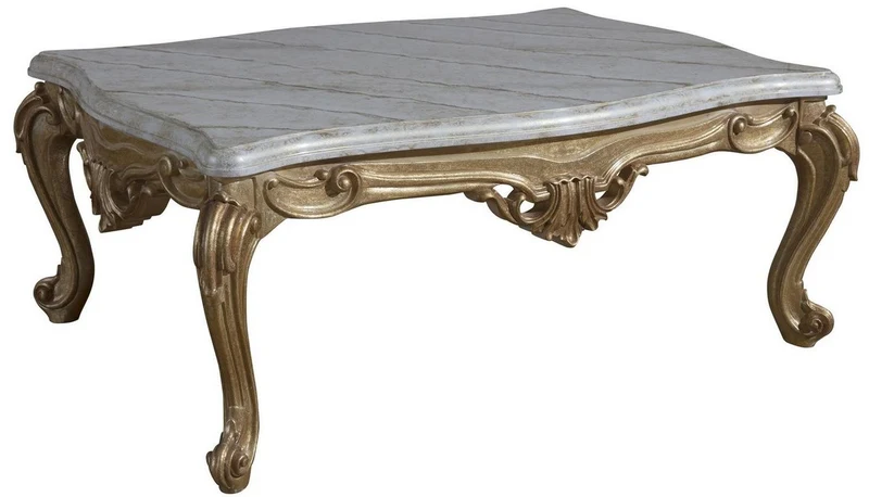 Casa Padrino Luxus Barock Wohnzimmer Set Weiß / Grau / Gold - 2 Sofas & 2 Sessel & 1 Couchtisch - Barock Wohnzimmer Möbel - Edel & Prunkvoll