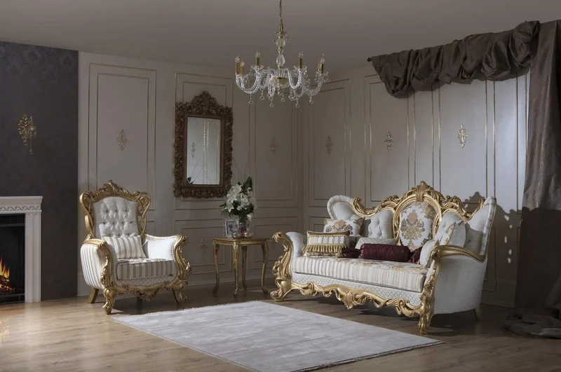 Casa Padrino Luxus Barock Sofa Weiß / Gold 248 x 108 x H. 122 cm - Wohnzimmer Sofa mit elegantem Muster und dekorativen Kissen - Prunkvolle Barock Möbel