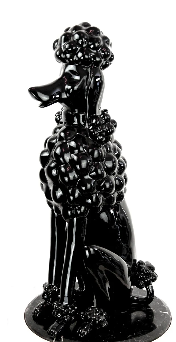 Casa Padrino Dekofigur Pudel Hund Schwarz H. 63 cm - Wetterbeständige Deko Skulptur - Wohnzimmer Deko - Garten Deko - Terrassen Deko