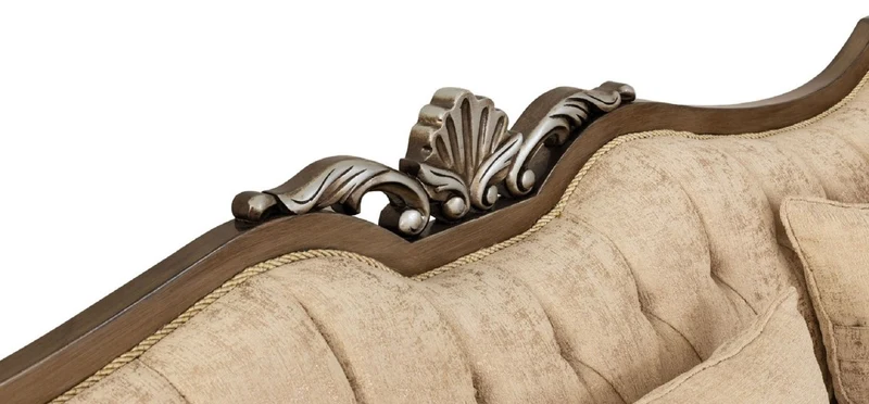 Casa Padrino Luxus Barock Sofa Beige / Gold / Braun / Silber - Wohnzimmer Sofa im Barockstil - Barock Wohnzimmer Möbel - Edel & Prunkvoll