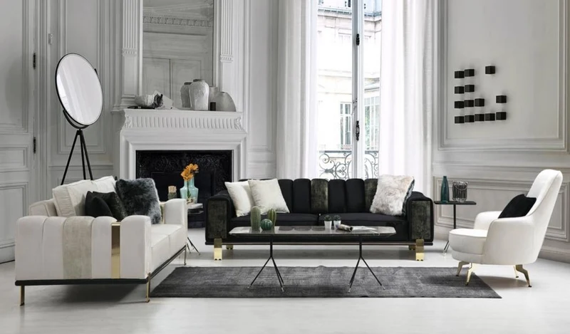 Casa Padrino Luxus Wohnzimmer Sofa mit verstellbarer Rückenlehne Schwarz / Gold 223 x 93 x H. 76 cm - Wohnzimmer Möbel - Luxus Möbel