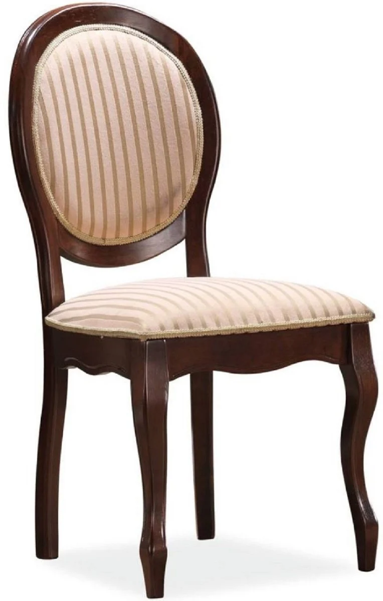 Casa Padrino Barock Esszimmerstuhl Set Beige / Gold / Dunkelbraun 47 x 44 x H. 97 cm - Küchen Stühle 6er Set - Barock Esszimmer Möbel