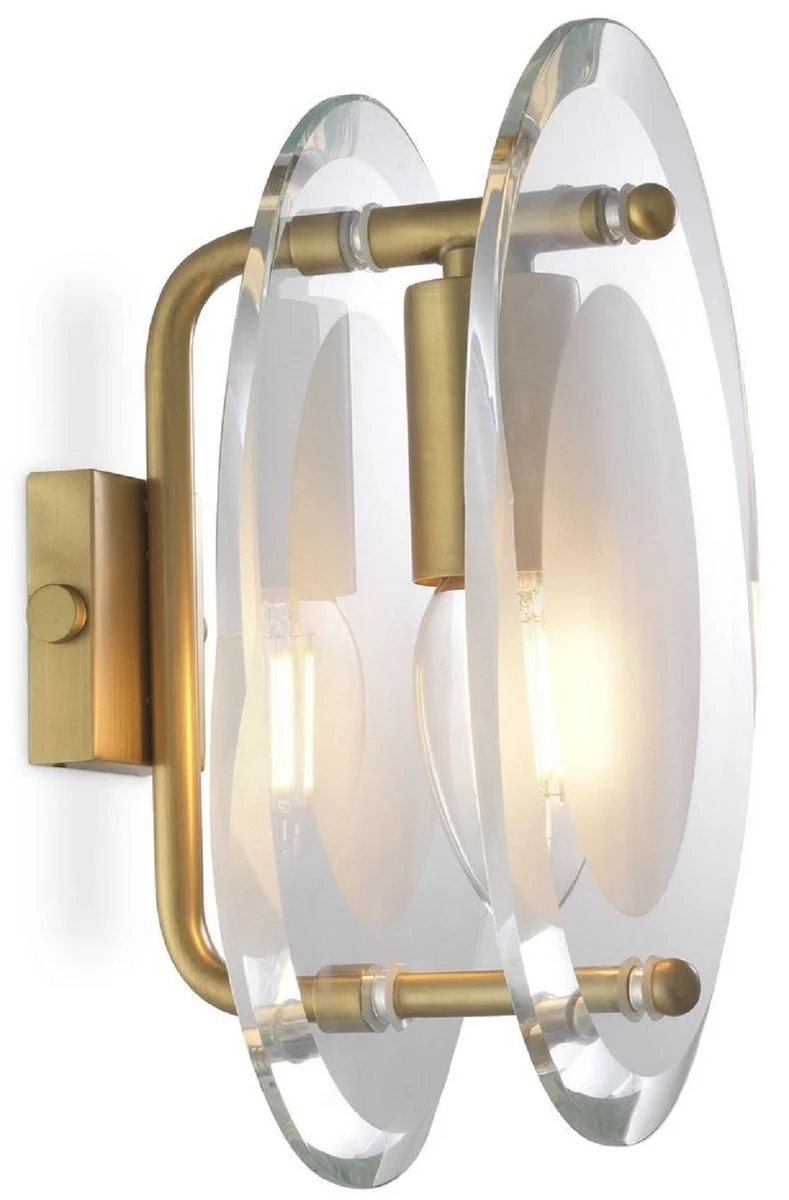Casa Padrino Luxus Wandleuchte Antik Messingfarben 13 x 13 x H. 22 cm - Elegante Ovale Wohnzimmer Wandlampe - Luxus Leuchten
