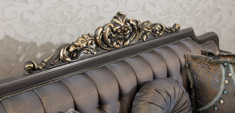 Casa Padrino Luxus Barock Wohnzimmer Set Blau / Grau / Gold - 2 Sofas & 2 Sessel & 1 Couchtisch - Prunkvolle Barock Wohnzimmer Möbel