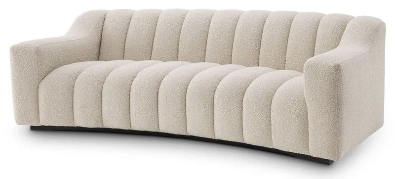 Casa Padrino Luxus Sofa Creme / Schwarz 234 x 96 x H. 76,5 cm - Leicht gebogenes Wohnzimmer Sofa - Hotel Sofa - Luxus Qualität