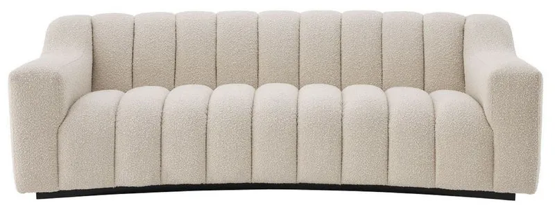 Casa Padrino Luxus Sofa Creme / Schwarz 234 x 96 x H. 76,5 cm - Leicht gebogenes Wohnzimmer Sofa - Hotel Sofa - Luxus Qualität