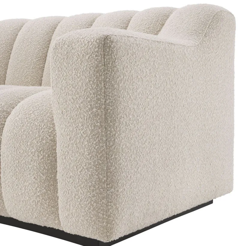 Casa Padrino Luxus Sofa Creme / Schwarz 234 x 96 x H. 76,5 cm - Leicht gebogenes Wohnzimmer Sofa - Hotel Sofa - Luxus Qualität