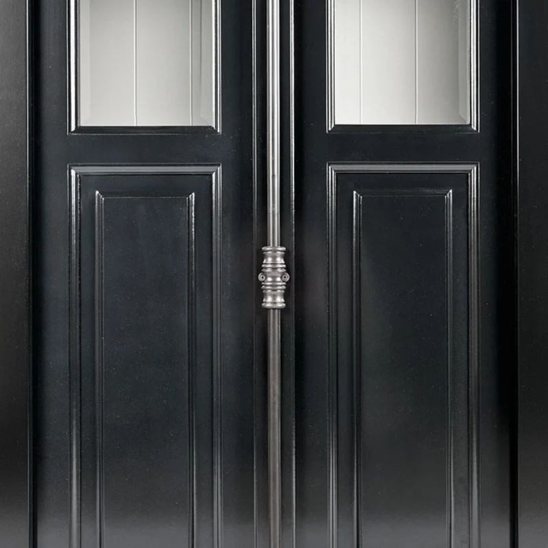 Casa Padrino Landhausstil Vitrine Schwarz / Weiß 95 x 45 x H. 242 cm - Vitrinenschrank mit 2 Türen - Massivholz Schrank - Landhausstil Möbel