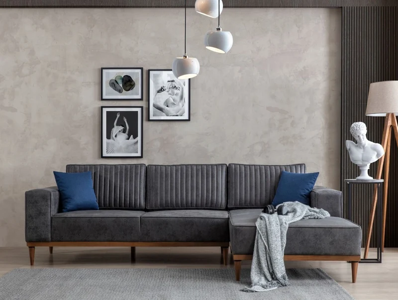 Casa Padrino Luxus Ecksofa Grau / Braun 265 x 180 x H. 70 cm - Elegantes Wohnzimmer Sofa - Luxus Möbel