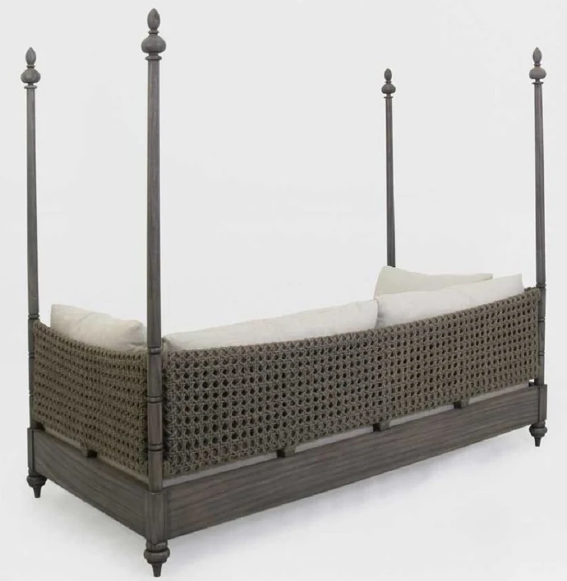 Casa Padrino Luxus Schlafsofa Grau / Cremefarben 219 x 110 x H. 200 cm - Elegantes Massivholz Sofa - Wohnzimmer Möbel - Luxus Qualität