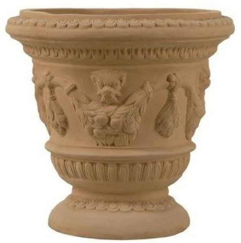 Casa Padrino Barock Blumentopf Terracotta Ø 58 x H. 53 cm - Handgefertigte Keramik Pflanzentopf - Balkon Terrassen Garten Deko im Barockstil