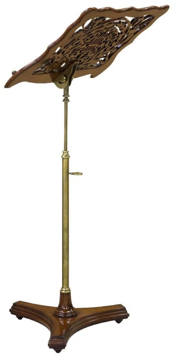 Casa Padrino Luxus Barock Mahagoni Notenständer Braun / Messingfarben 56 x 41 x H. 135 cm - Barock Deko Accessoires - Möbel im Barockstil